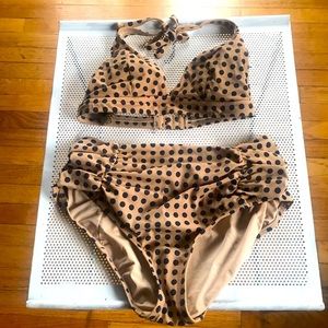 J. Crew High Waist Polka Dot Halter Bikini